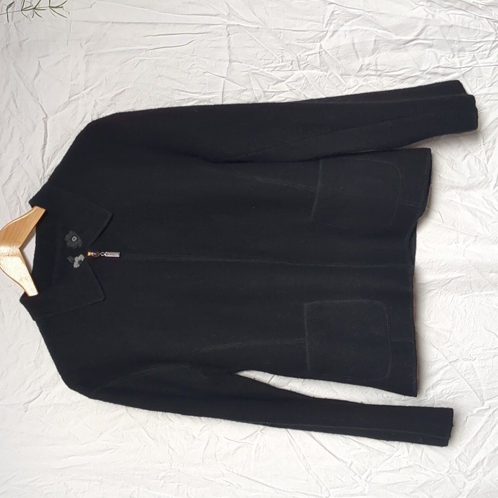 Rino Rossi jacket boiled wool black blazer zippered large
